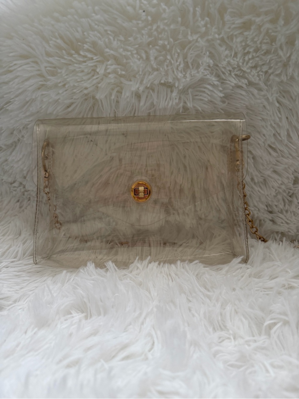 Clear PVC Crossbody Bag with Gold Chain